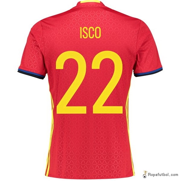 Camiseta España Replica Primera Ropa Isco 2016 Rojo